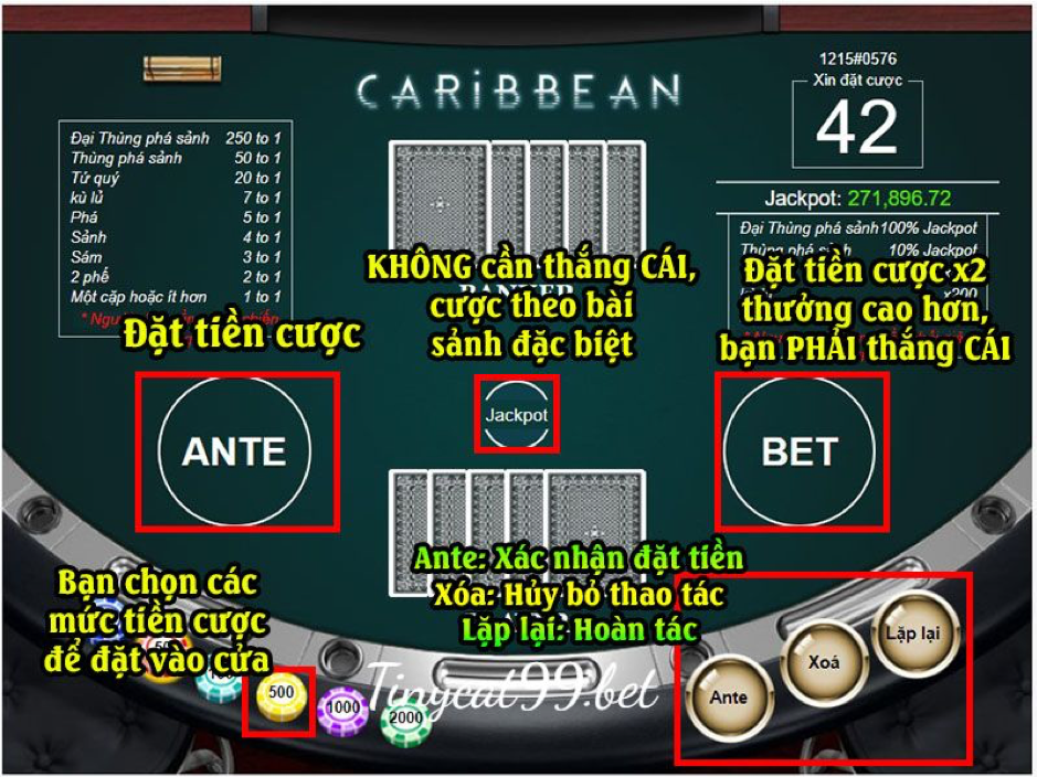 cách chơi caribbean, cach choi caribbean, caribbean tinycat99, caribbean poker tinycat99